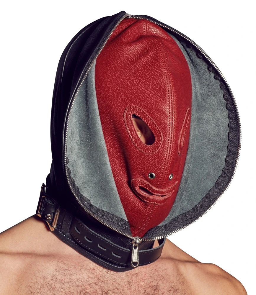 Zado Leather Fashion Dubbel Leder Zwart & Rood Bondagemasker met Rits Voor De Ultieme Leer Fetisj Ervaring. 3 Zado Leather Fashion Dubbel Leder Zwart & Rood Bondagemasker met Rits Voor De Ultieme Leer Fetisj Ervaring.
