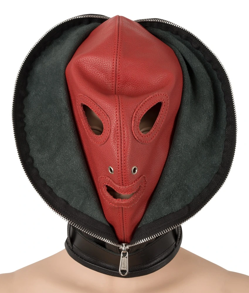 Zado Leather Fashion Dubbel Leder Zwart & Rood Bondagemasker met Rits Voor De Ultieme Leer Fetisj Ervaring. 4 Zado Leather Fashion Dubbel Leder Zwart & Rood Bondagemasker met Rits Voor De Ultieme Leer Fetisj Ervaring. - Afbeelding 2
