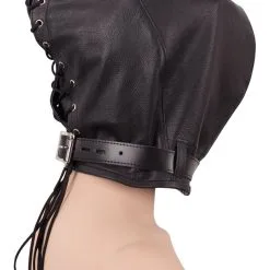 Zado Leather Fashion Dubbel Leder Zwart & Rood Bondagemasker met Rits Voor De Ultieme Leer Fetisj Ervaring. -C&B Toys Verkoopwinkel 20202113001 nor d 1