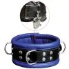 Saxos BDSM Toys Luxury Black-Blue Padded Leather Collar - 2.6 Inch Width By Saxos -C&B Toys Verkoopwinkel OS 0101 1BK 3