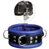 Saxos BDSM Toys Luxe Afsluitbare Lederen Gevoerde Zwarte-blauwe Halsboei Van Saxos 2 Saxos BDSM Toys Luxe Afsluitbare Lederen Gevoerde Zwarte-blauwe Halsboei Van Saxos -C&B Toys Verkoopwinkel OS 0101 1BK 4