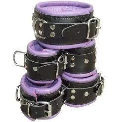 HG Leather Creations Luxe Gevoerde Zwart-paarse Halsboei Van HG-Leather Creations -C&B Toys Verkoopwinkel hg 606h paars purple black leather padded bdsm collar 2647