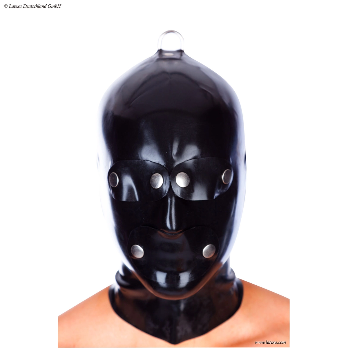 Latex Heren Systeem Masker met Rits En D-ring Van Latexa 3 Latex Heren Systeem Masker met Rits En D-ring Van Latexa
