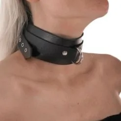 Zwart Lederen Halsband Verstelbaar Van 36 Tot 46 Cm Van Ledapol #5212 -C&B Toys Verkoopwinkel le 5212 blk black leather collar 5212 26698