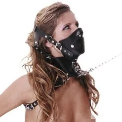 Lederen BDSM Masker Met Ketting Van Ledapol 5283