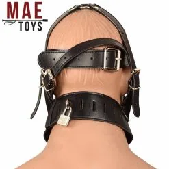 MAE-Toys Imitatielederen Bondage Slavenmasker Met Rits -C&B Toys Verkoopwinkel mae sm 005 mae toys leatherlook bondage slave mask with zipper 27504