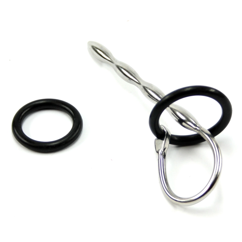 MAE-Toys Stainless Steel Urethral Stretching Penis Plug With Black Silicone Head Ring 4 MAE-Toys Stainless Steel Urethral Stretching Penis Plug With Black Silicone Head Ring - Afbeelding 2
