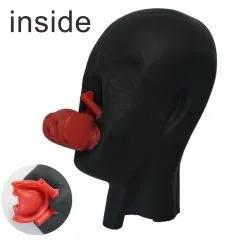 MAE-Toys Zwaar Latex Masker Met Rode Tong-gag -C&B Toys Verkoopwinkel mae sm 107 0.8mm latex hood with mouth sheath tongue 25032 1