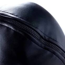 MAE-Toys Zwart Half-open Immitatieleder Masker -C&B Toys Verkoopwinkel open hood zipper detail