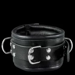 Saxos BDSM Toys Luxe Lederen Gevoerde Zwarte Halsboei Van Saxos -C&B Toys Verkoopwinkel os 0102 1sk black leather lockable collar 11063
