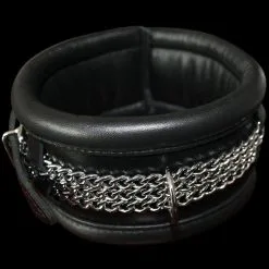 Saxos BDSM Toys Luxe Lederen Gevoerde Chain-style Collar Van Saxos
