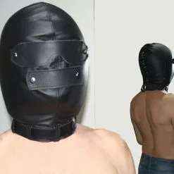 Saxos BDSM Toys Zwart Leder Isolatie Masker Voor De Echte Leer-bondage Liefhebber Van Saxos