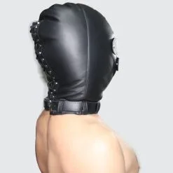 Saxos BDSM Toys Zwart Leder Isolatie Masker Voor De Echte Leer-bondage Liefhebber Van Saxos 7 Saxos BDSM Toys Zwart Leder Isolatie Masker Voor De Echte Leer-bondage Liefhebber Van Saxos -C&B Toys Verkoopwinkel os 0346 leather isolation mask 16565
