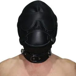 Saxos BDSM Toys Zwart Leder Sensory Deprivation Masker Van Saxos