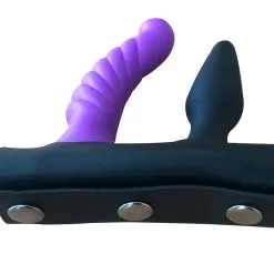 Saxos BDSM Toys Lederen Dubbele String- Slip- Of Strapon Adapter Voor Dildo En/of Buttplug -C&B Toys Verkoopwinkel os pa 02 leather double plug adapter 15524