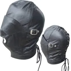 Lederen Hoofdmasker Met Afneembare Mondknevel, Mond En Blinddoek Van Rimba #7575 -C&B Toys Verkoopwinkel ri 7575 leather mask 3095 1