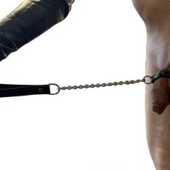 Saxos BDSM Toys Willy Leash - Echt Lederen Penisriem Aan Stalen Ketting -C&B Toys Verkoopwinkel willy leash2